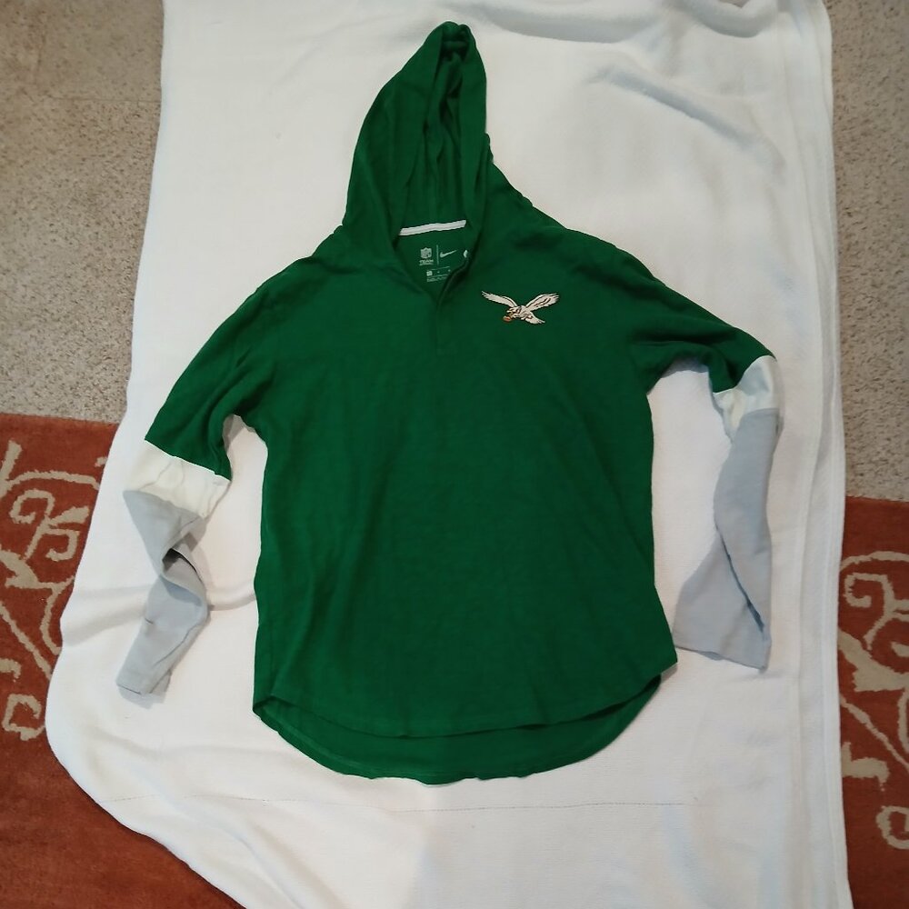 RARE FIND! Nike Philadelphia Eagles Kelly Green Throwback Mascot Henley Pullover